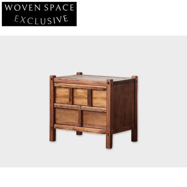 Rustic Wabi Sabi Aged Solid Wood Handmade Antique Bedroom Nightstand