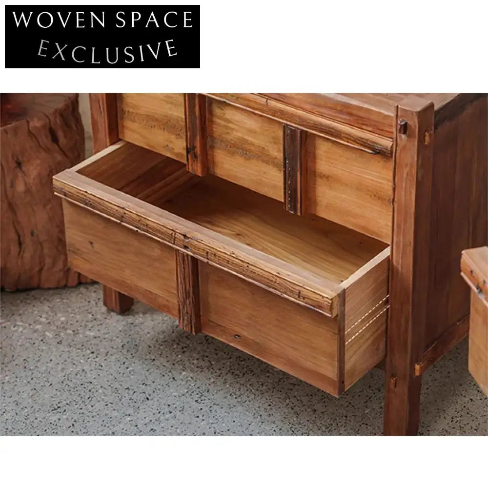 Rustic Wabi Sabi Aged Solid Wood Handmade Antique Bedroom Nightstand