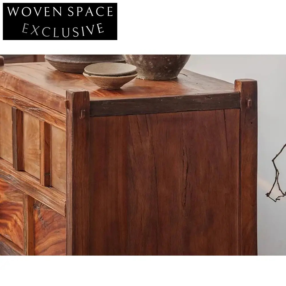 Rustic Wabi Sabi Aged Solid Wood Handmade Antique Bedroom Nightstand