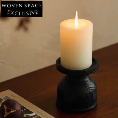 Rustic Wabi Sabi Solid Wood Elegant Candlestick Set for Home Decor