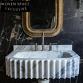 Salvatore White Marble Drawer Hand-Carved Wall-Mount Vessel Sink