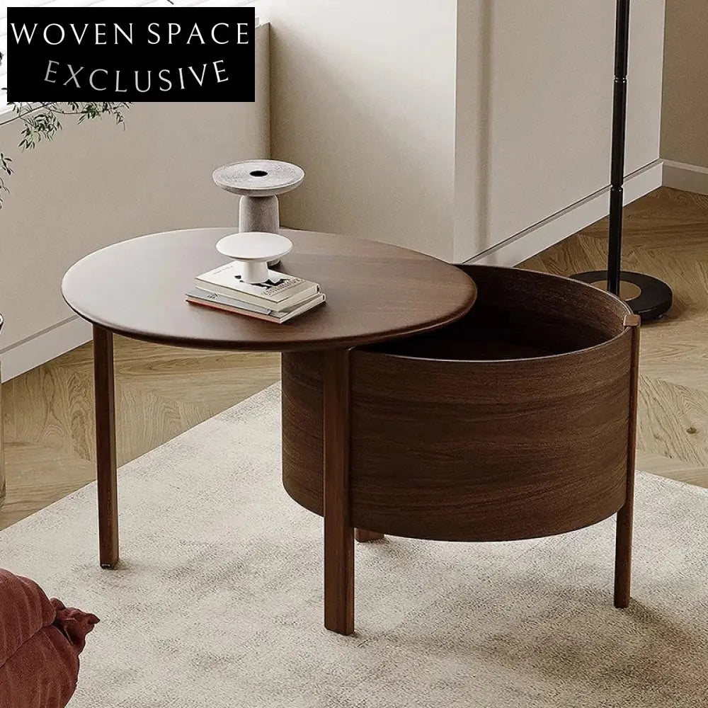 Scandinavian Modern Solid Ash Wood Coffee Table with Integrated Magazine Storage