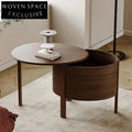 Scandinavian Modern Solid Ash Wood Coffee Table with Integrated Magazine Storage