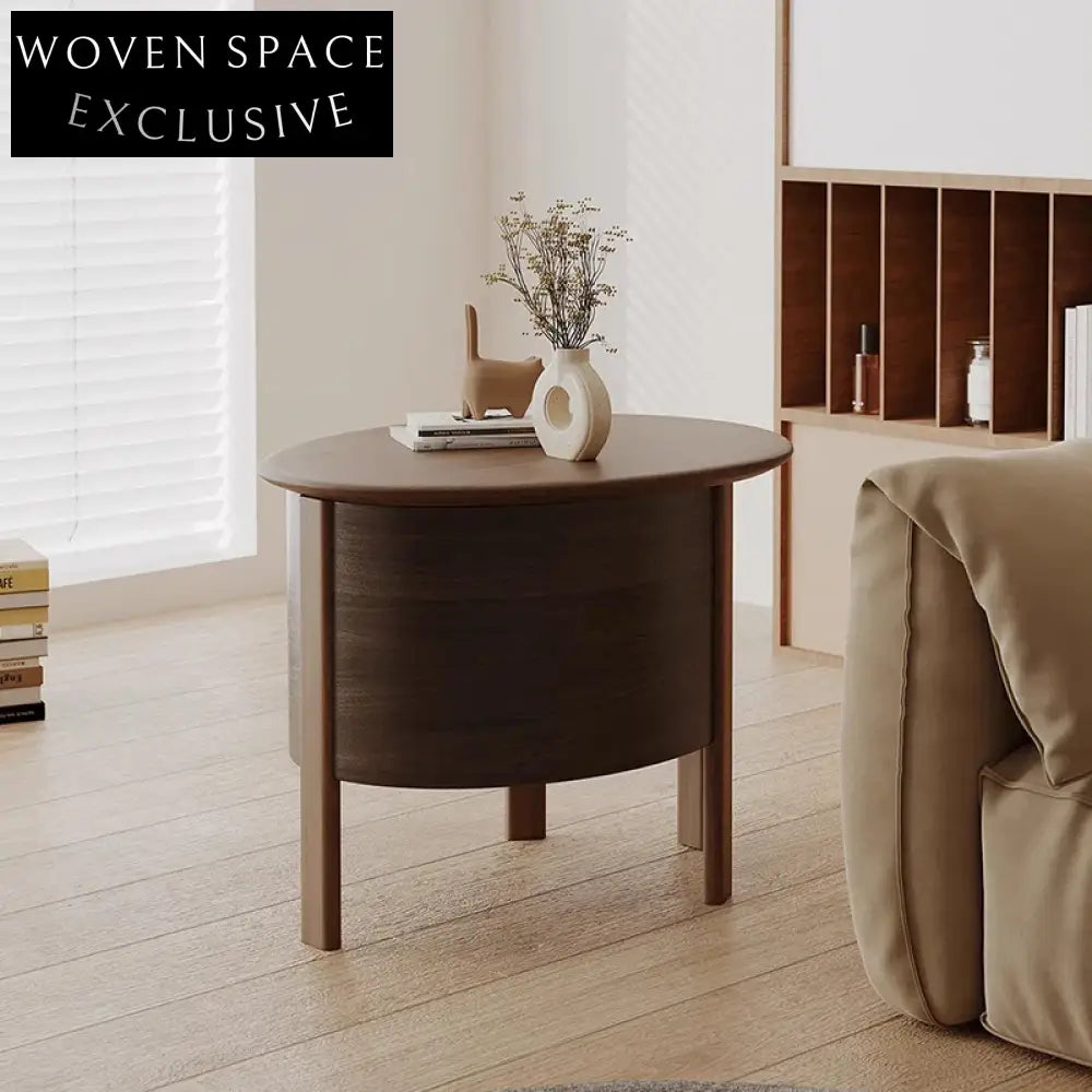 Scandinavian Modern Solid Ash Wood Coffee Table with Integrated Magazine Storage