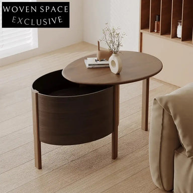 Scandinavian Modern Solid Ash Wood Coffee Table with Integrated Magazine Storage