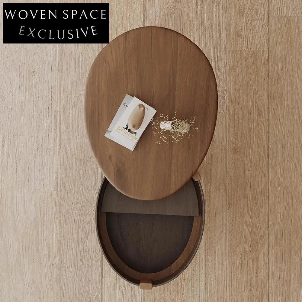 Scandinavian Modern Solid Ash Wood Coffee Table with Integrated Magazine Storage