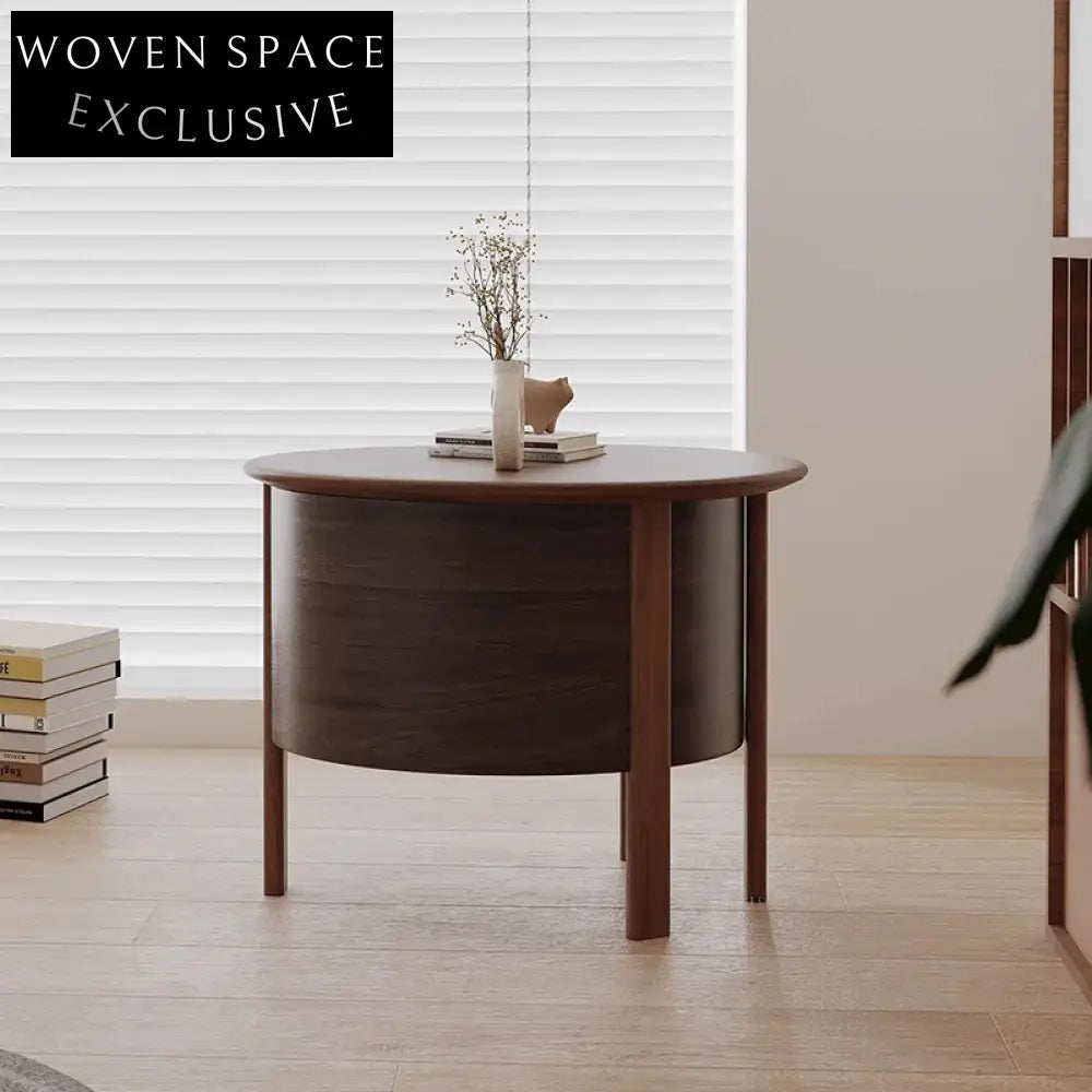 Scandinavian Modern Solid Ash Wood Coffee Table with Integrated Magazine Storage