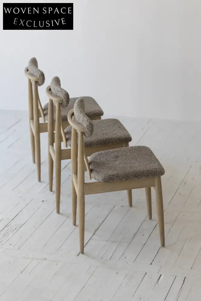 Elegant Scandinavian Mid-Century Oak Dining Chair Upholstered Vintage Design