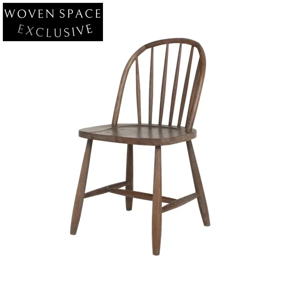 Solid Oak Armless Dining Side Chair - Scandinavian Modern Windsor Style