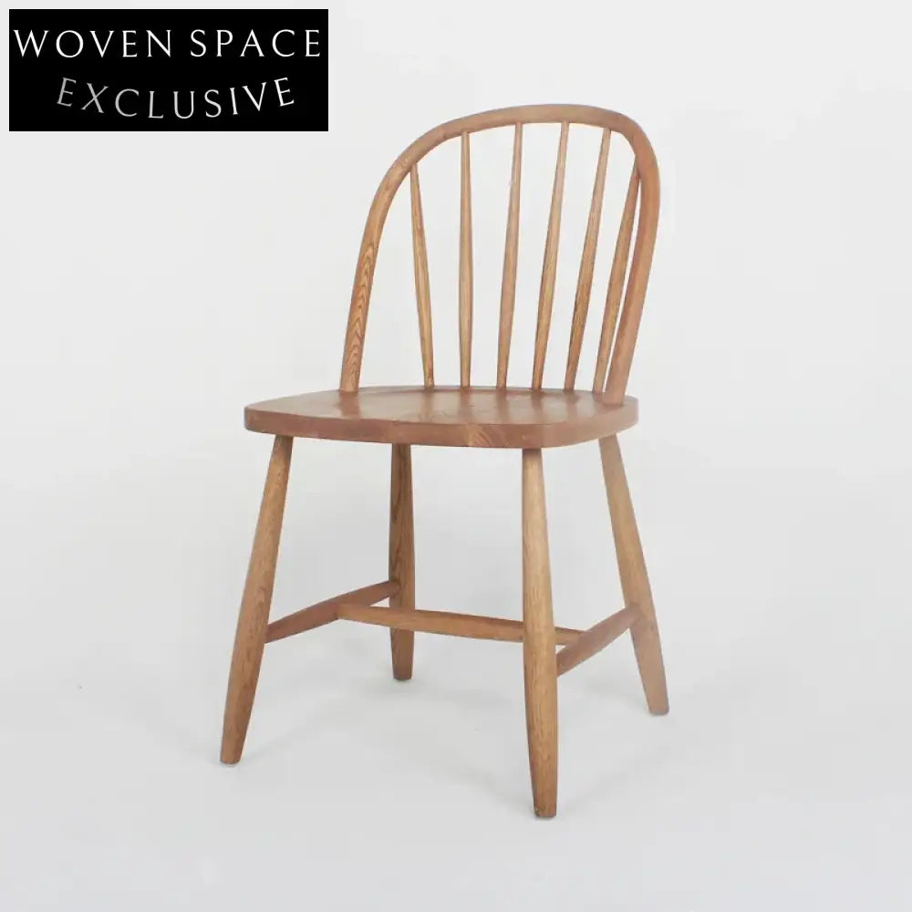 Solid Oak Armless Dining Side Chair - Scandinavian Modern Windsor Style