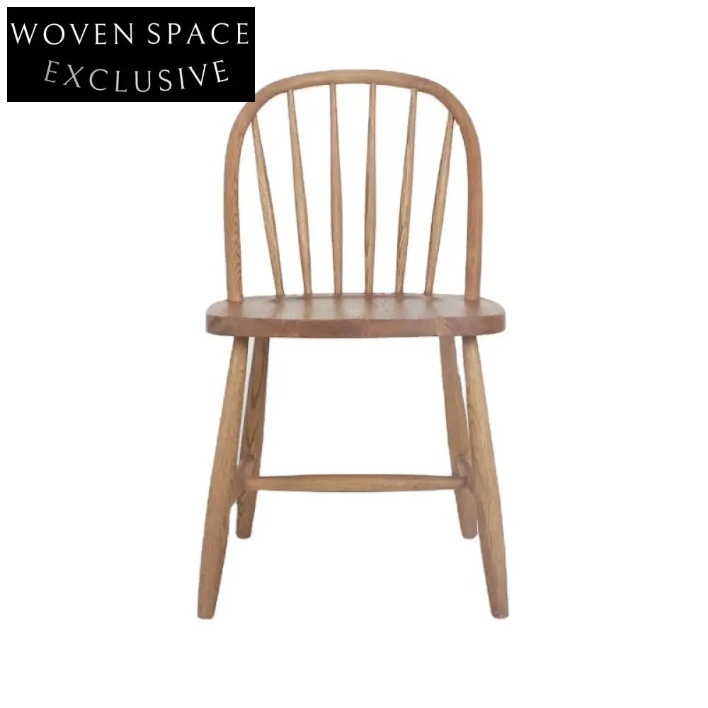 Solid Oak Armless Dining Side Chair - Scandinavian Modern Windsor Style