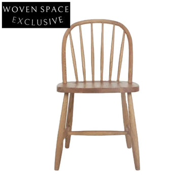 Solid Oak Armless Dining Side Chair - Scandinavian Modern Windsor Style