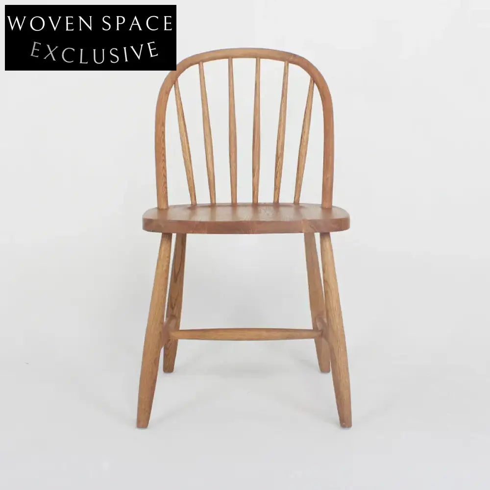 Solid Oak Armless Dining Side Chair - Scandinavian Modern Windsor Style