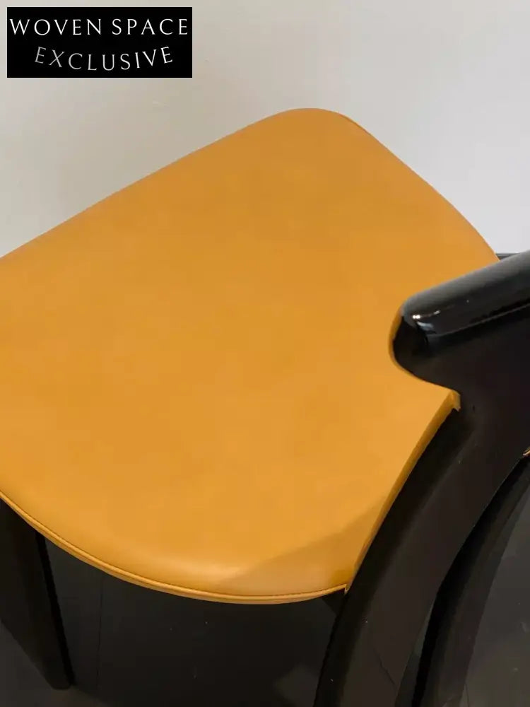 Vintage Pierre Cardin Dining Chair - Sculptural Black Walnut, Khaki Leather