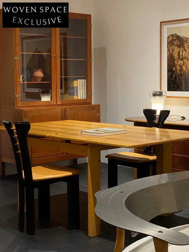 Vintage Pierre Cardin Dining Chair - Sculptural Black Walnut, Khaki Leather