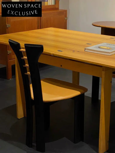 Vintage Pierre Cardin Dining Chair - Sculptural Black Walnut, Khaki Leather