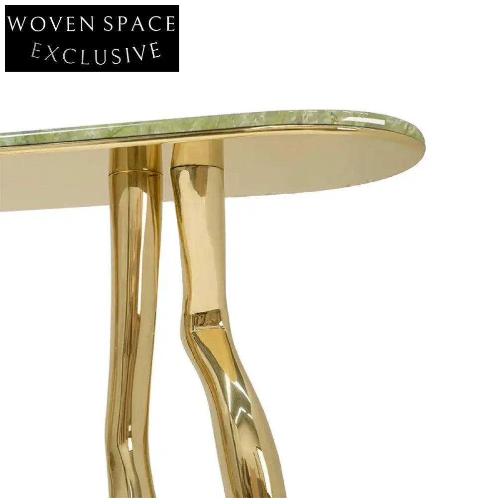 Sculptural Marble Console Table with Unique Human Foot Design Copper Base