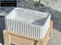 Seraffinu Carrara Marble Sink with Ribbed Sides