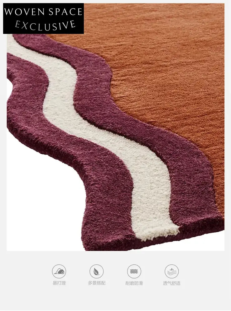 Silent Style Custom Vintage Pattern Faux Fur Tufted Washable Area Rug for Home