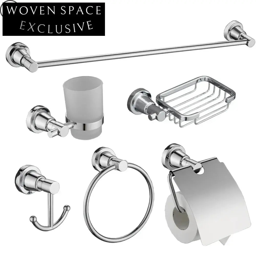 Silver Stainless Steel 6-Piece Wall Mounted Bathroom Hardware Set