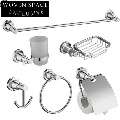 Silver Stainless Steel 6-Piece Wall Mounted Bathroom Hardware Set
