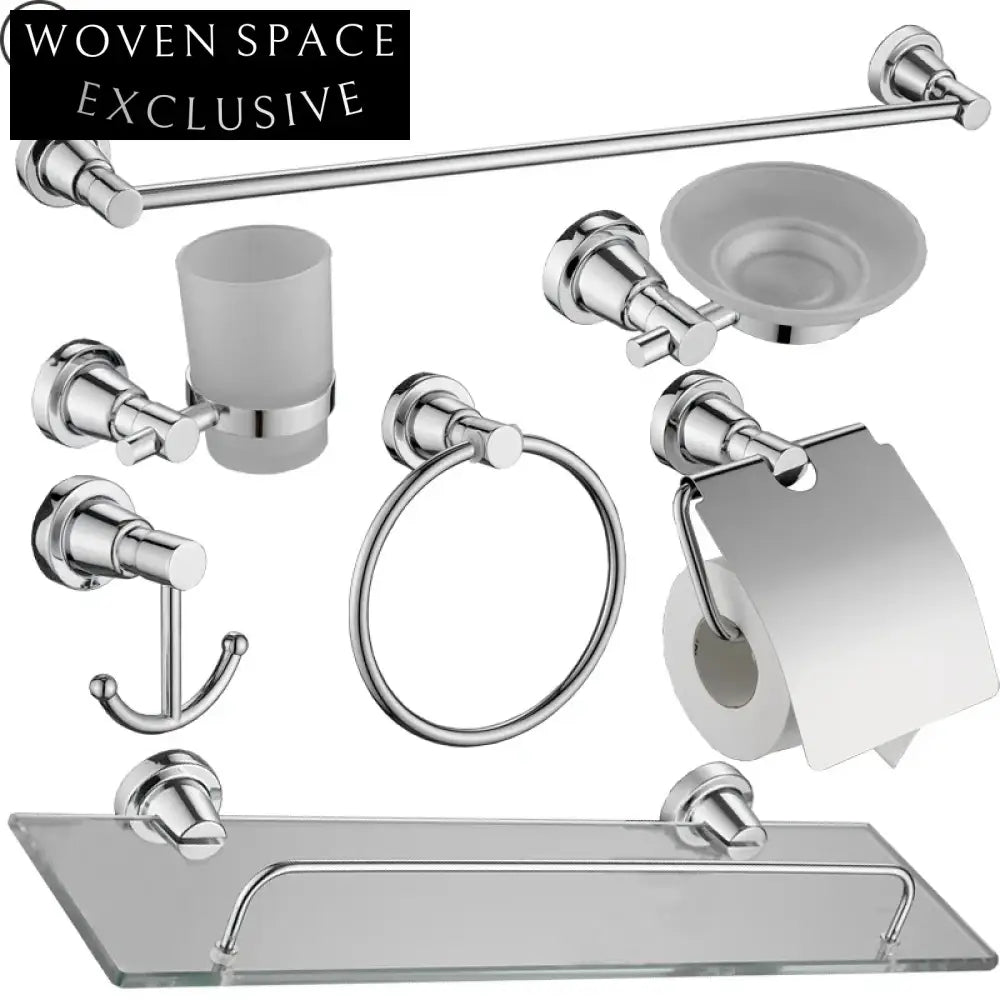 Silver Stainless Steel 6-Piece Wall Mounted Bathroom Hardware Set