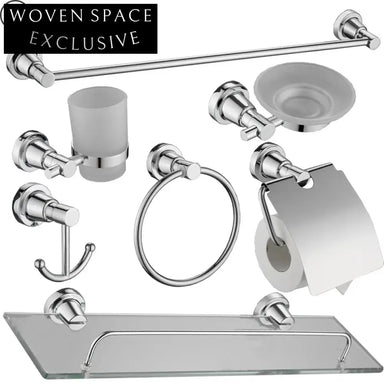 Silver Stainless Steel 6-Piece Wall Mounted Bathroom Hardware Set