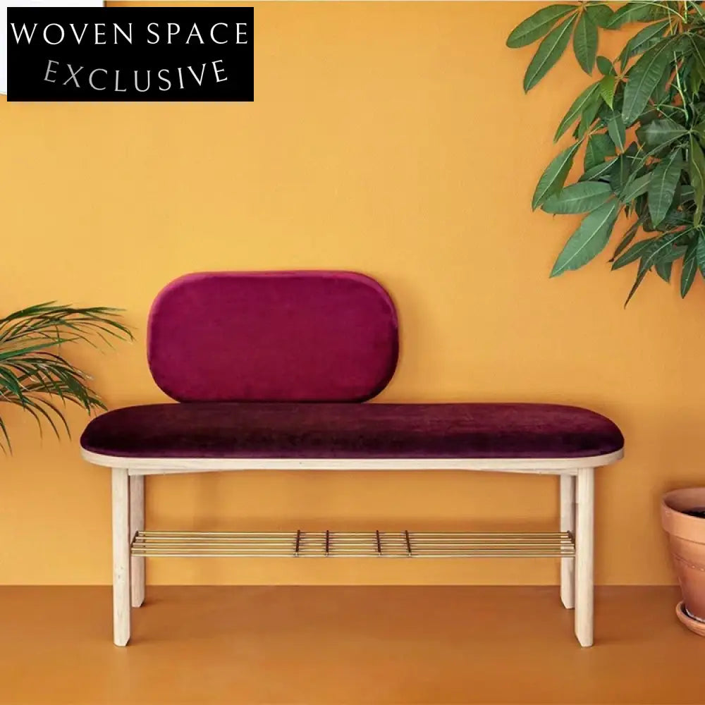 Simple Minimalist Nordic Solid Wood Fabric Upholstery Entryway Bench Chair