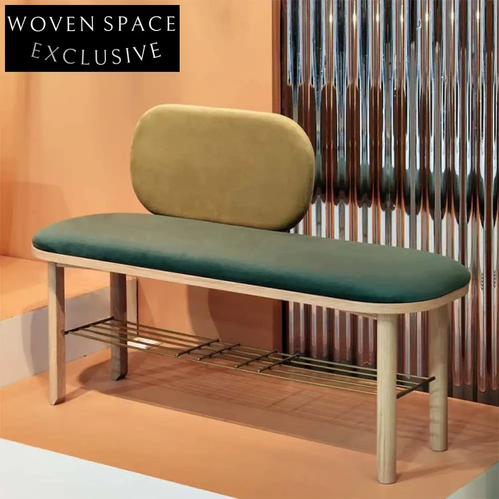 Simple Minimalist Nordic Solid Wood Fabric Upholstery Entryway Bench Chair