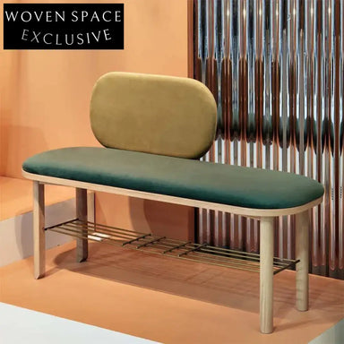 Simple Minimalist Nordic Solid Wood Fabric Upholstery Entryway Bench Chair