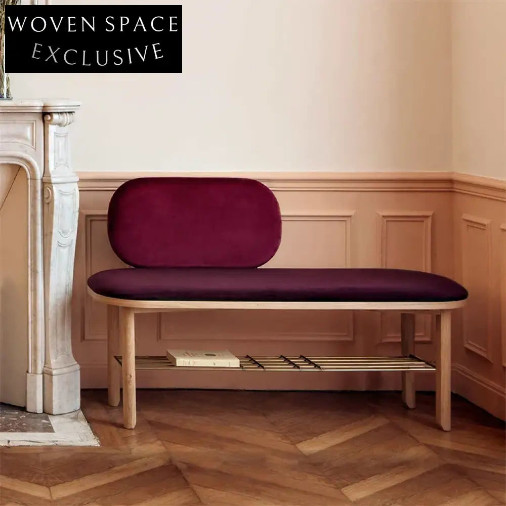 Simple Minimalist Nordic Solid Wood Fabric Upholstery Entryway Bench Chair