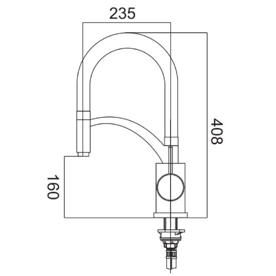 Brass Pull Down Rubber Spout Kitchen Mixer