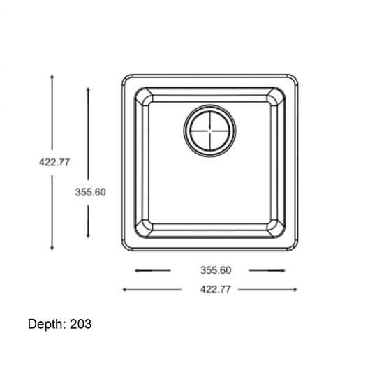 Granite Quartz Stone Kitchen/Laundry Sink Single Bowl Top/Under Mount 422*422*203mm