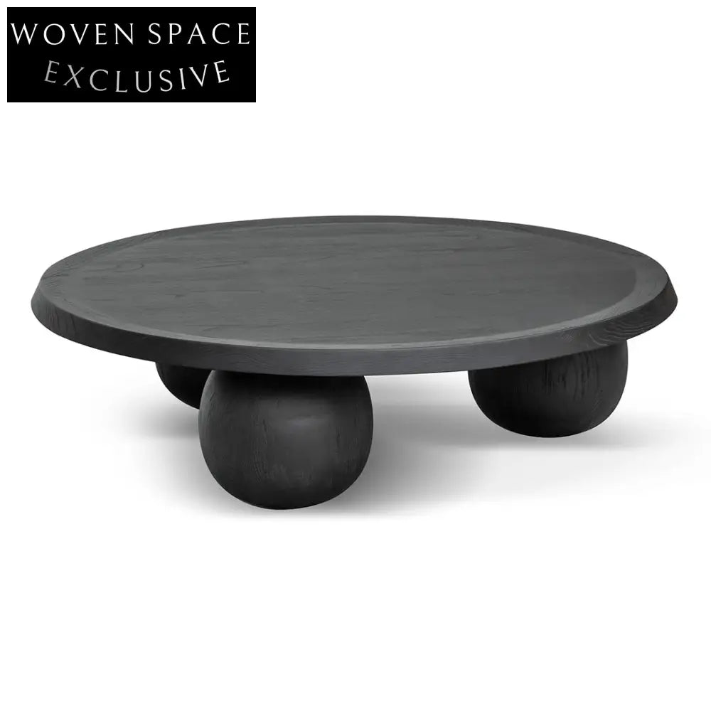 Skyler 100cm Elm Ball Coffee Table - Full Black Coffee Tables