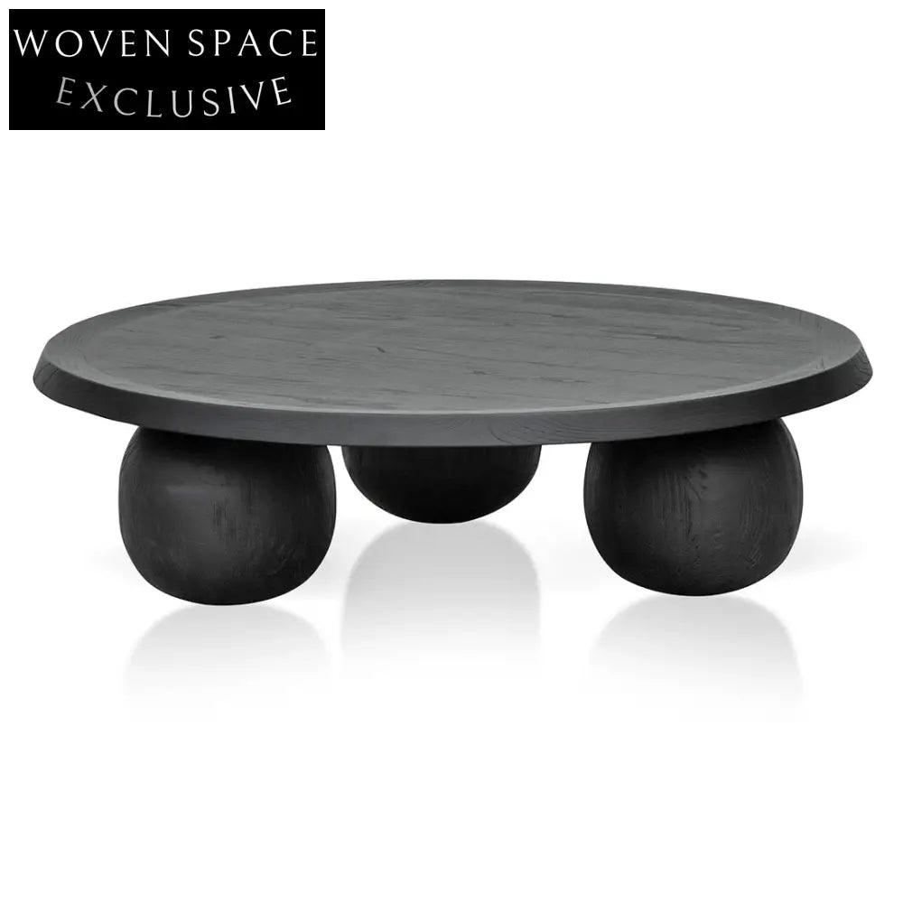 Skyler 100cm Elm Ball Coffee Table - Full Black Coffee Tables