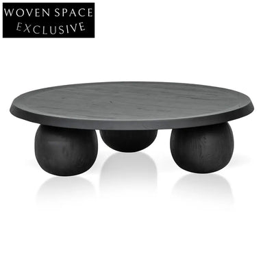 Skyler 100cm Elm Ball Coffee Table - Full Black Coffee Tables