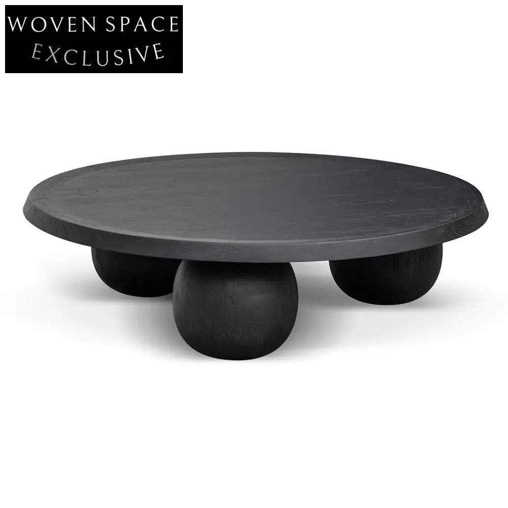 Skyler 100cm Elm Ball Coffee Table - Full Black Coffee Tables