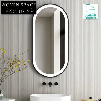 Sleek Black Framed Dimmable LED Bathroom Mirror with Anti-Fog Feature