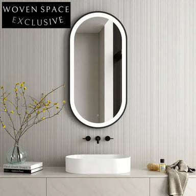 Sleek Black Framed Dimmable LED Bathroom Mirror with Anti-Fog Feature
