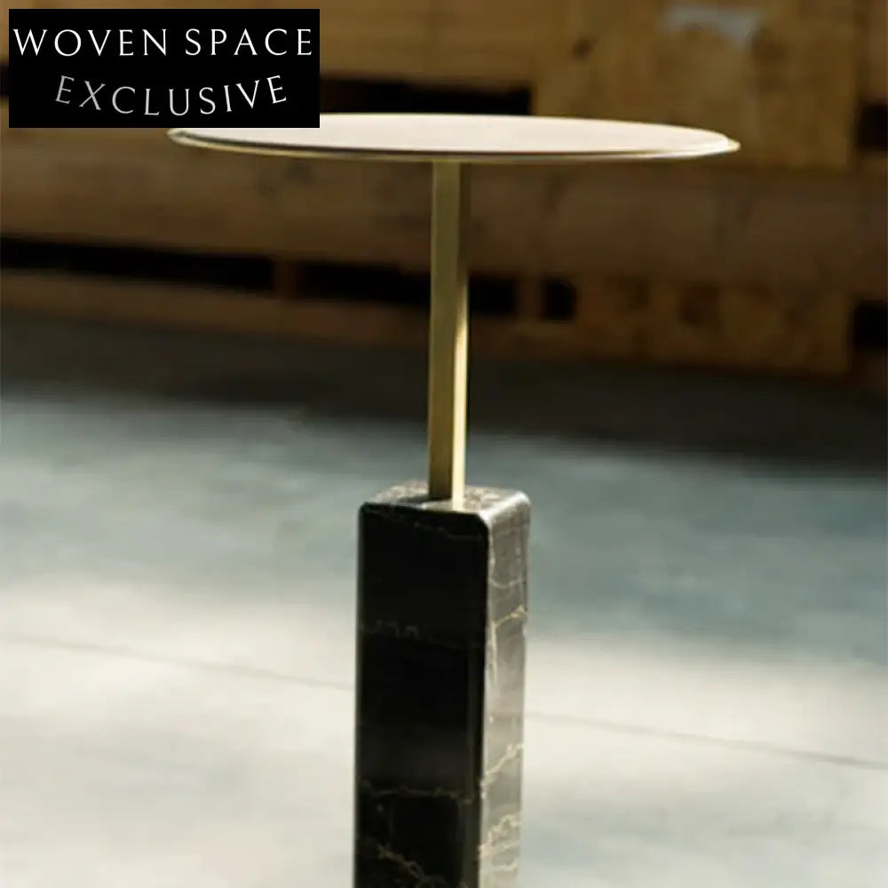 Sleek Black Marble Top Metal Side Coffee Table for Modern Living