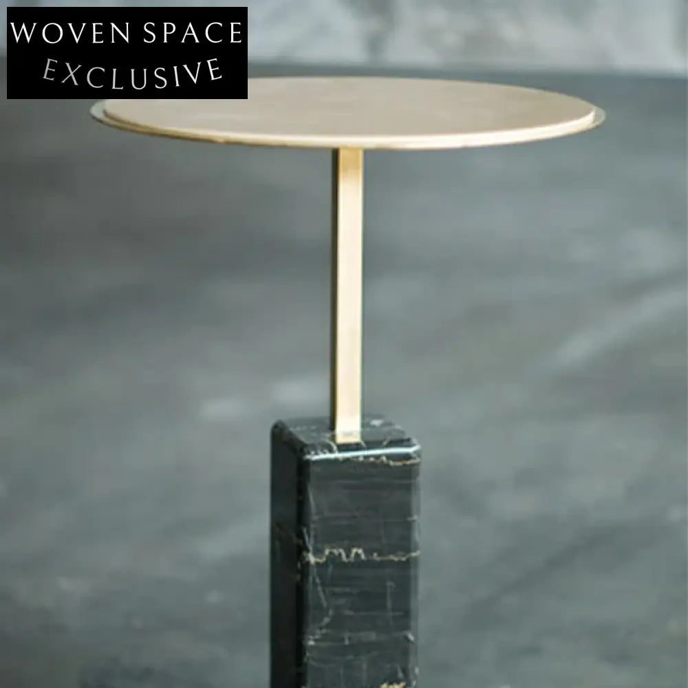 Sleek Black Marble Top Metal Side Coffee Table for Modern Living