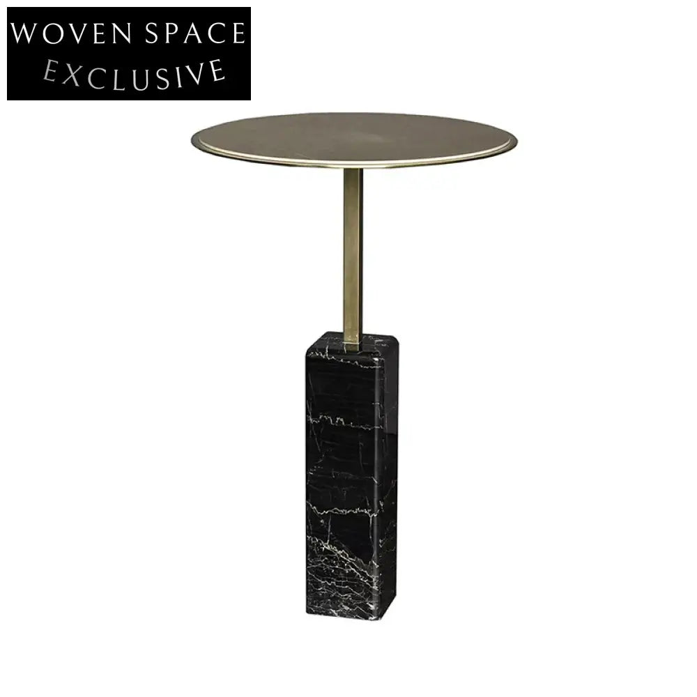 Sleek Black Marble Top Metal Side Coffee Table for Modern Living