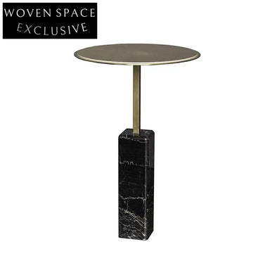 Sleek Black Marble Top Metal Side Coffee Table for Modern Living