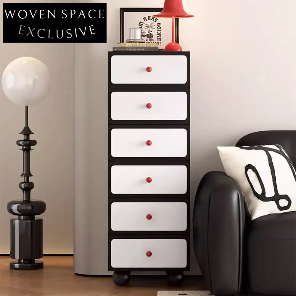 Sleek Black Multi-Drawer Storage Cabinet - Modern Bedroom Hallway Nightstand