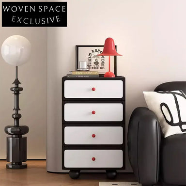 Sleek Black Multi-Drawer Storage Cabinet - Modern Bedroom Hallway Nightstand