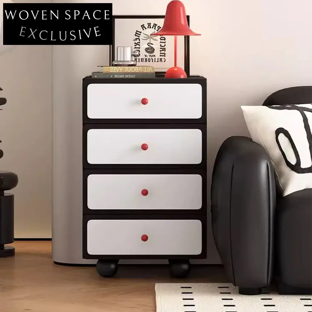 Sleek Black Multi-Drawer Storage Cabinet - Modern Bedroom Hallway Nightstand