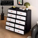 Sleek Black Multi-Drawer Storage Cabinet - Modern Bedroom Hallway Nightstand