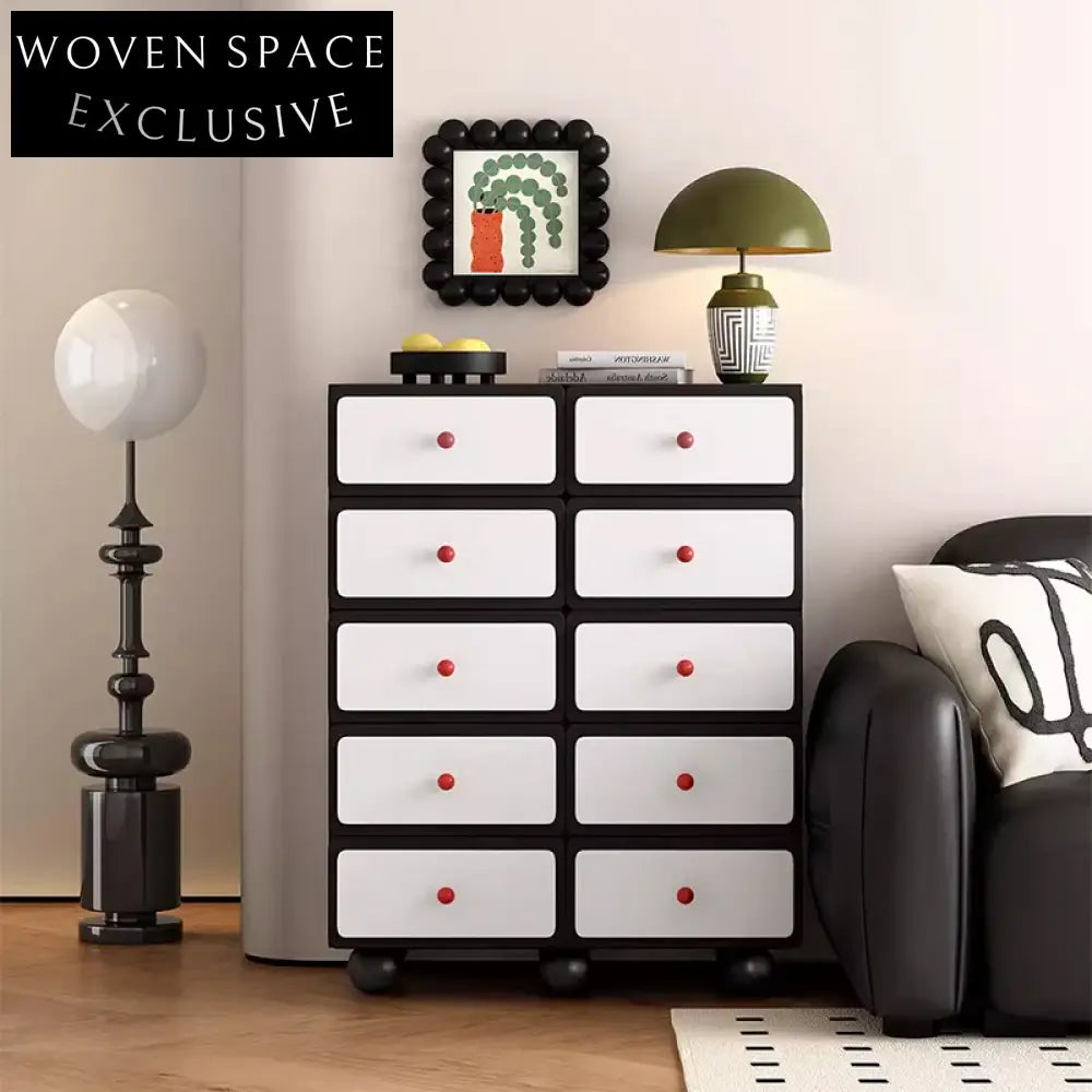 Sleek Black Multi-Drawer Storage Cabinet - Modern Bedroom Hallway Nightstand
