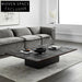 Sleek Black Solid Teak Wood Modern Living Room Rectangular Coffee Table