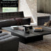 Sleek Black Solid Teak Wood Modern Living Room Rectangular Coffee Table